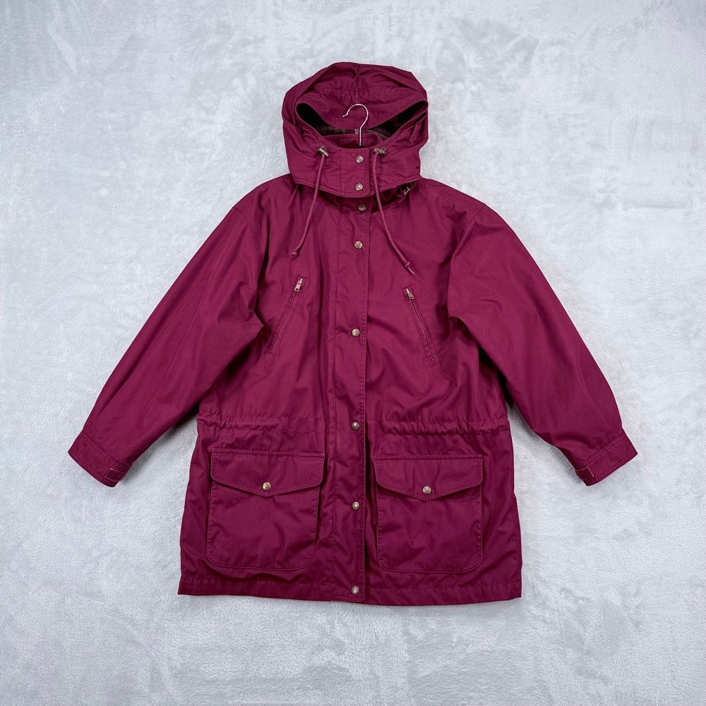 Eddie Bauer Mountain Parka Jacket Women Medium Red Vintage Wool Lined Hooded Zip